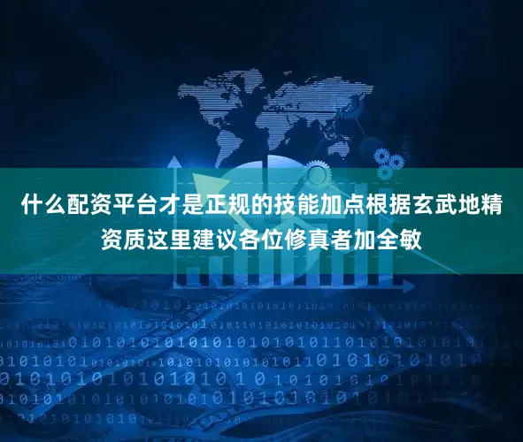 什么配资平台才是正规的技能加点根据玄武地精资质这里建议各位修真者加全敏